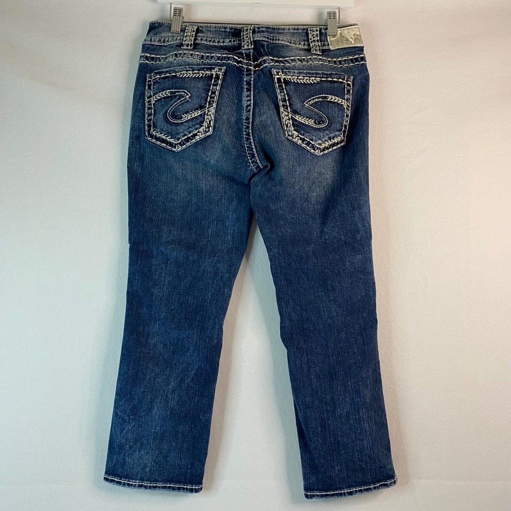 Silver Jeans Co Fluid Denim Suki Capri's Women's Embellished Pockets 30/22.5 EUC - Picture 3 of 14